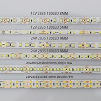 Lampu LED Strip Perekat Sendiri 24V Kecerahan Tinggi Tegangan Rendah Spektrum Penuh Ambient 120 Beads 8mm 2835 Linear Aluminium
