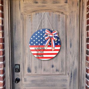 Décoration de porte pour la fête de l'Indépendance américaine, drapeau suspendu en bois fait main, idéal pour la décoration de la maison et des fêtes, écologique - Product Image 1