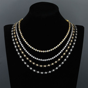 New <strong>Cross</strong> Star Zircon silver tennis <strong>chain</strong> 6mm for men,Plated Necklace, hip hop jewelry Personality Gift Party Wholesale - Product Image 2