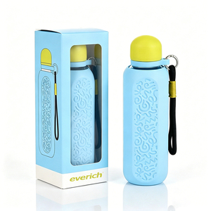 Botella de Agua de Vidrio Borosilicato de 500 ml con Funda de Silicona, Libre de BPA, a Prueba de Fugas, Portátil con Cordón - Product Image 1