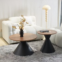 Ensemble de table basse ronde moderne Titan avec base conique robuste, plateau en MDF, durable et facile à assembler, meubles de salon