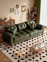 Nouveau design, ensemble de canapés de luxe beige en cuir, 1, 2, 3 places, style moderne du milieu du siècle, canapés en cuir pour salon, hôtel, villa