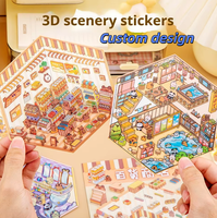Autocollant Tatouage 3D Scène Maison Miniature Personnalisée Haute Valeur Dessin Animé DIY Éducatif Décoration Étudiants Petit Imperméable
