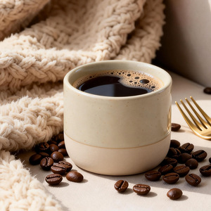 Conjunto de Bandeja Oval Longa e Xícara de Café em Cerâmica - Design Moderno Minimalista em Cor Sólida para Chá da Tarde e Sobremesas; Testado FCM para Comércio Transfronteiriço - Product Image 2