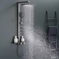 Robinet de douche multifonctionnel chromé avec jets de massage et de pulvérisation, ensemble de douche style spa pour appartement, montage mural