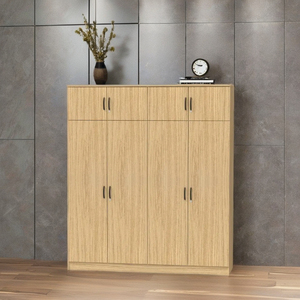 Armoire en bois extra large FURNIZONE à 2 portes, 200 cm de large x 230 cm de haut, panneau supérieur épais, montage au sol, design contemporain, chambre à coucher, hôtel - Product Image 1