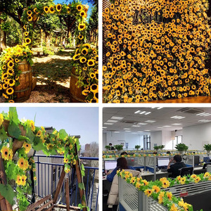 Fleurs artificielles de tournesol en plastique et soie pour la décoration intérieure, les mariages et les accessoires extérieurs - Product Image 3