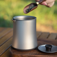 Service à thé en titane pur - Portable pour le camping en plein air et l'usage domestique, design minimaliste moderne