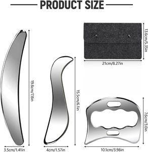 Set de Gua Sha de Acero Inoxidable con Bolsa de Almacenamiento <span class=keywords><strong>para</strong></span> Drenaje Linfático de Cicatrices y Masaje Anticelulítico - Herramienta de Masaje Corporal Completo - Product Image 2