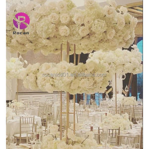 حامل زهور فاخر لتزيين حفلات الزفاف، رف ذهبي لامع من طبقتين لتنسيق الزهور، حامل زهور طويل لتزيين طاولات المناسبات - Product Image 2