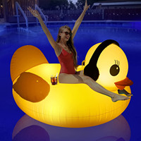 Bouée géante gonflable jaune en forme de canard, alimentée par énergie solaire, lumineuse dans le noir avec LED, jouet aquatique pour adultes