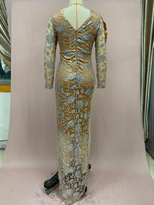 Toptan bayanlar akşam parti elbiseler kadınlar için kristal dekorasyon şapel tren ile baskılı - Product Image 6