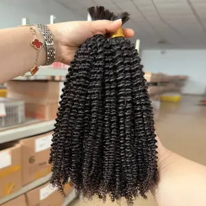 Boho mengepang Indian keriting dalam 100% rambut manusia massal untuk rambut manusia kepang tanpa simpul