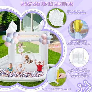 Château gonflable pour enfants, jouets de divertissement, structure gonflable blanche, trampoline gonflable, location pour fêtes - Product Image 4