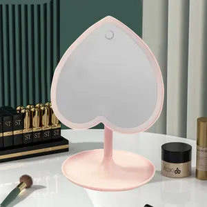 Großhandel Hot Sale Kosmetik spiegel Tisch Stil Custom ized Logo Kosmetik Herzförmiger Spiegel