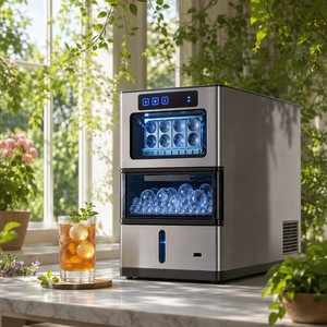 Máquina de Hielo en Esferas para <span class=keywords><strong>Bar</strong></span> de Whisky, Esferas de Cristal de 6 cm, Jumbo 2 en 1, Doble Esfera de 3 cm, 8/30 Min, 384/Dí<span class=keywords><strong>a</strong></span>, Bajo Ruido (60 dB), Función Táctil Automática, OEM, CE, ETL, FDA - Product Image 1