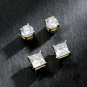 <span class=keywords><strong>Pendientes</strong></span> Magnéticos de Moda, Sin Perforación, para Unisex, de Acero Inoxidable con Zirconia Negra - Product Image 4
