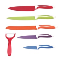 Ensemble de couteaux à revêtement coloré de 6 pièces avec éplucheur en céramique emballé dans une boîte-cadeau