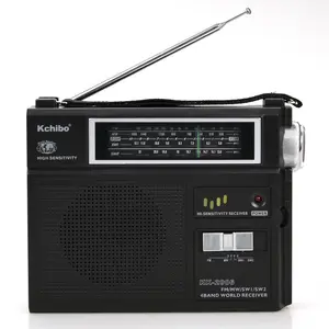 Battery operated black color FM/MW/SW Kchibo radio with wrist strap