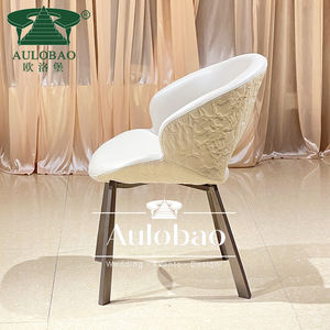 Chaise de salle à manger en cuir véritable, style nordique moderne - Product Image 5