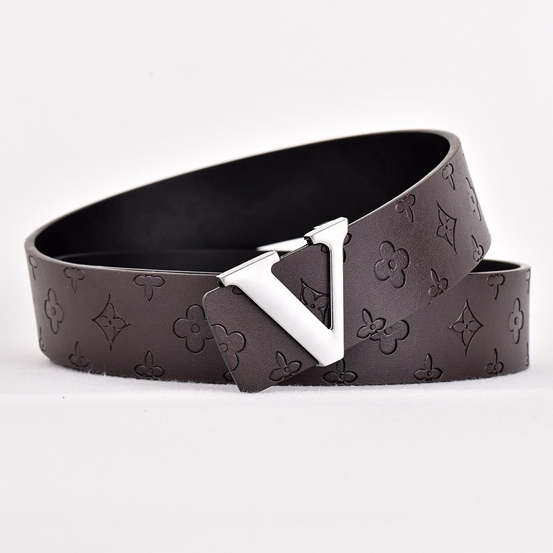 Brown flowers + silver V-shaped buckle-105cm