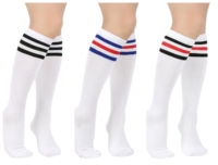 Chaussettes montantes pour femme 2026, style européen et américain, à trois bandes, couleur unie, pour la danse, le football, le sport, les fêtes, les occasions décontractées et le quotidien