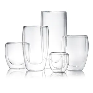Set di bicchieri da 200ml tazza di vetro Espresso a doppia parete con Logo personalizzato tazza da caffè