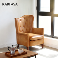 Canapé individuel carré vintage en cuir moderne confortable, salon, hôtel, luxe, mobilier léger pour la maison, personnalisable
