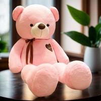 Nouvel Ours en Peluche Personnalisé avec Foulard en Soie et Cœur, Grande Peluche pour la Saint-Valentin