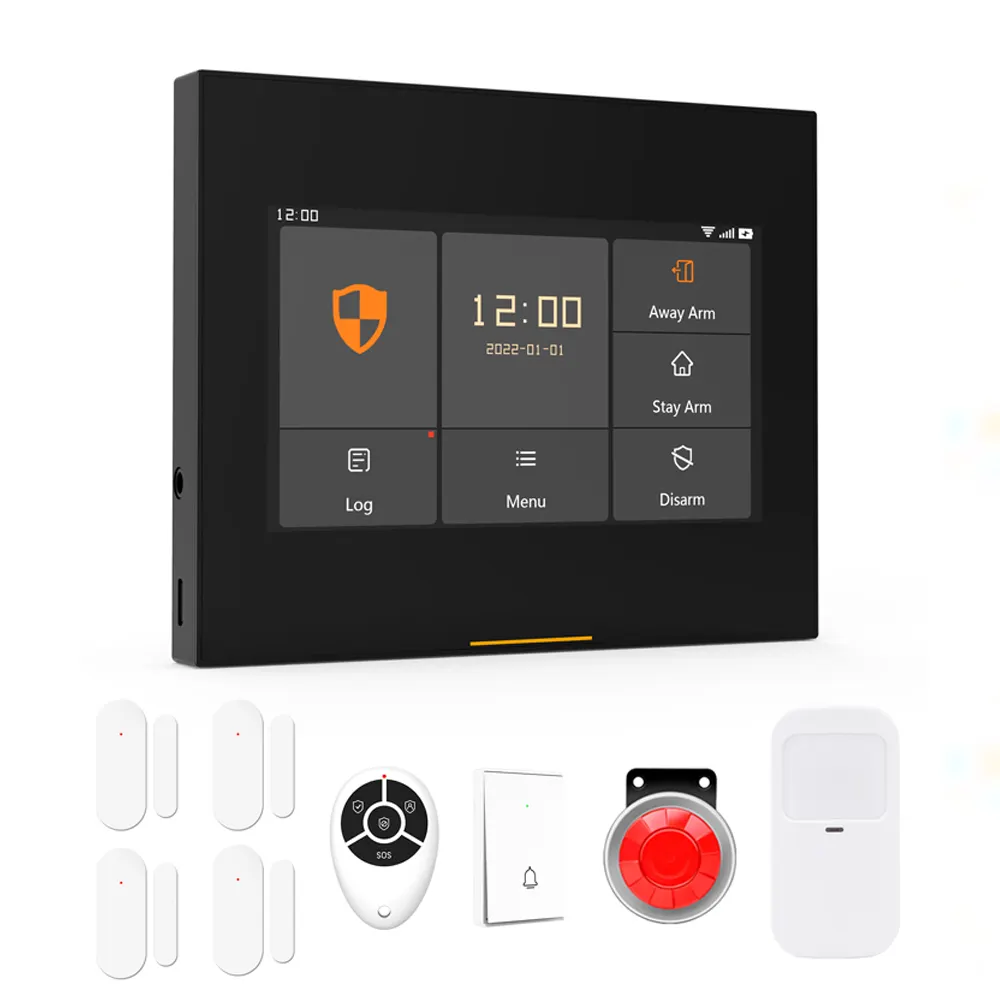 4G HD Wireless Home Burglar Security Alarm System 10 Kit Tuya Smart Life Anti-Fingerprint Screen Support OTA Online Upgrade