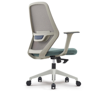 Chaise de bureau ergonomique pivotante avec support lombaire réglable, accoudoirs rembourrés, cadre en nylon blanc, siège de travail à roulettes