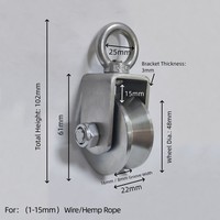 Poulie de guidage industrielle en acier inoxydable 304 avec petit anneau, roulement et roue pour rail de câble métallique