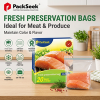 Sac de conservation alimentaire transparent en plastique LDPE avec fermeture éclair, sac de scellage à glissière épaissi pour le stockage des aliments au réfrigérateur