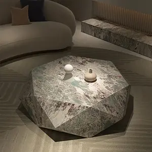 Mesa de roca simple moderna, pequeño apartamento, diseñador creativo irregular, mesa de té baja en forma de diamante