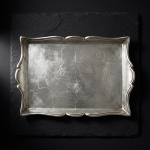 Plateau festonné Florentin en aluminium moulé, finition argent antique, plateau décoratif de luxe en métal, vente en gros, plateaux de service pour l'hôtellerie - Product Image 6