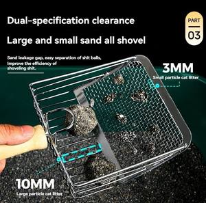 Pelle à litière pour chat en acier inoxydable de luxe, forme unique, manche en bois, écologique, lavable, outil de nettoyage léger pour animaux de compagnie, pelle à litière pour chat - Product Image 5