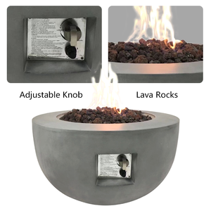 وعاء موقد نار خارجي حديث رمادي اللون مقاس 30 بوصة، موقد غاز بروبان بقوة 50,000 وحدة حرارية بريطانية مع صخور بركانية وغطاء واقٍ - Product Image 2