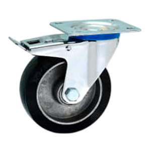 Ruedas giratorias industriales de aluminio fundido de goma resistente de alta calidad Rodamientos de bolas dobles 250-300kg Capacidad de carga 100/125mm - Product Image 1