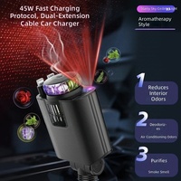 Aromatherapie Sternenhimmel 5-in-1 Einziehbares Kabel QC3.0 Schnellladung 180W Auto-Aroma-Diffusor, Auto-Schnellladegerät