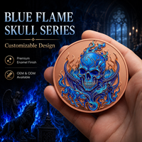 Pièce de monnaie en cuivre pur 999 Ares 5 oz 1 oz, Série Flamme Bleue, Style Graffiti, Puissant Relief 3D Coloré, Électroplaqué UV, Créatif