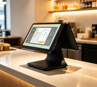 Caisse enregistreuse à double écran 15,6 + 11,6 pouces, système de terminal de point de vente tout-en-un Windows/Android pour magasin de détail/restaurant