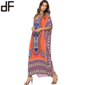 Abiti Hot Boho da <span class=keywords><strong>donna</strong></span> eleganti abbigliamento Casual taglio dritto vestito caftano da spiaggia Vestidos abito stampa <span class=keywords><strong>tunica</strong></span> caftano da spiaggia - Product Image 1