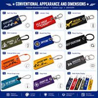 Llavero de tela con logotipo personalizado, etiqueta de vuelo bordada, doble cara con ojal metálico, regalo de recuerdo al por mayor
