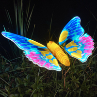Momovalley Papillon LED Géant 74CM avec Ailes Mobiles, Décoration Extérieure pour Jardin et Paysage, Structure Démontable pour Fêtes et Événements