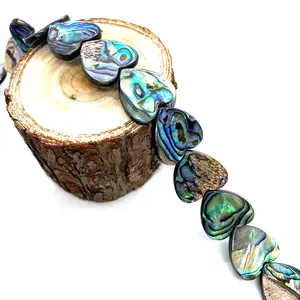 Perles de coquillage d'ormeau naturel à trou droit 10-20mm, coquille en forme d'amour pour collier et boucles d'oreilles