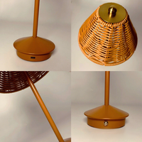 Lampe de table en rotin de style nordique créatif avec LED à luminosité réglable, veilleuse à intensité variable pour chambre et bureau - Fabricant direct