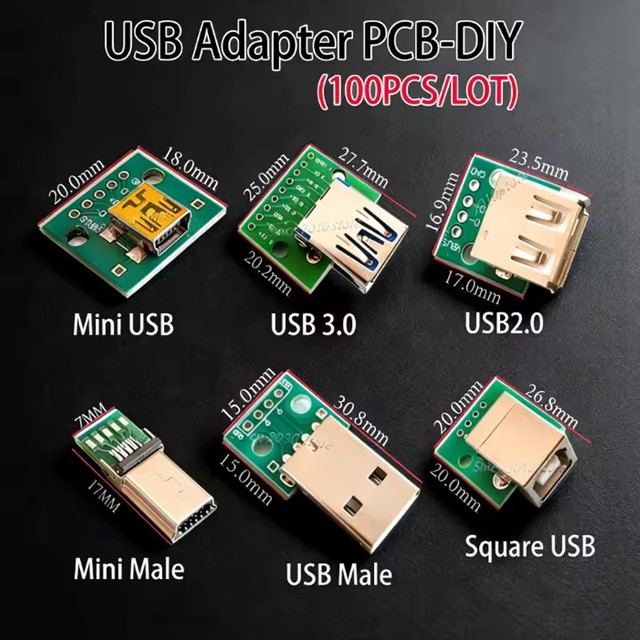 USB 3.0 PCB Converter Adapter Board DIY USB Mini USB 2.0 Male And Female USB With Test Board Connectors 4/5/9/10 Pin