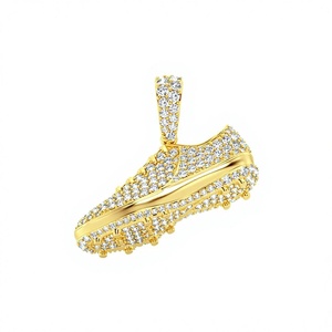 Trendy 10K Solid Gold Custom Iced Sneaker Inspired Statement Necklace Natural Diamond Fine Pendants Charms Necklace Jewelry Gift - Product Image 1