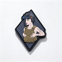 Vente chaude dessin animé Bikini femme combattant Pvc caoutchouc Patch crochet et boucle fer sur 2d caoutchouc Patch personnalisé en caoutchouc Patch