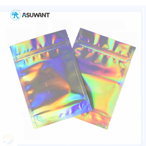 Trong Suốt Rõ Ràng Phía Trước Bạc Backed Holographic Nhôm Foil Shiny Zip Khóa Bao Bì Trang Điểm Mỹ Phẩm Mylar Bag Với Zipper - Product Image 6